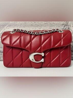 New Coach Tabby 26 in Pillow Quilted Nappa Leather Dark Ruby / Silver CP150
